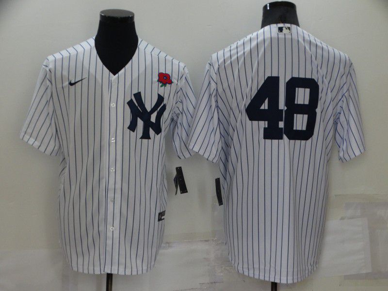 Men New York Yankees #48 No Name White Strip Game 2022 Nike MLB Jersey
